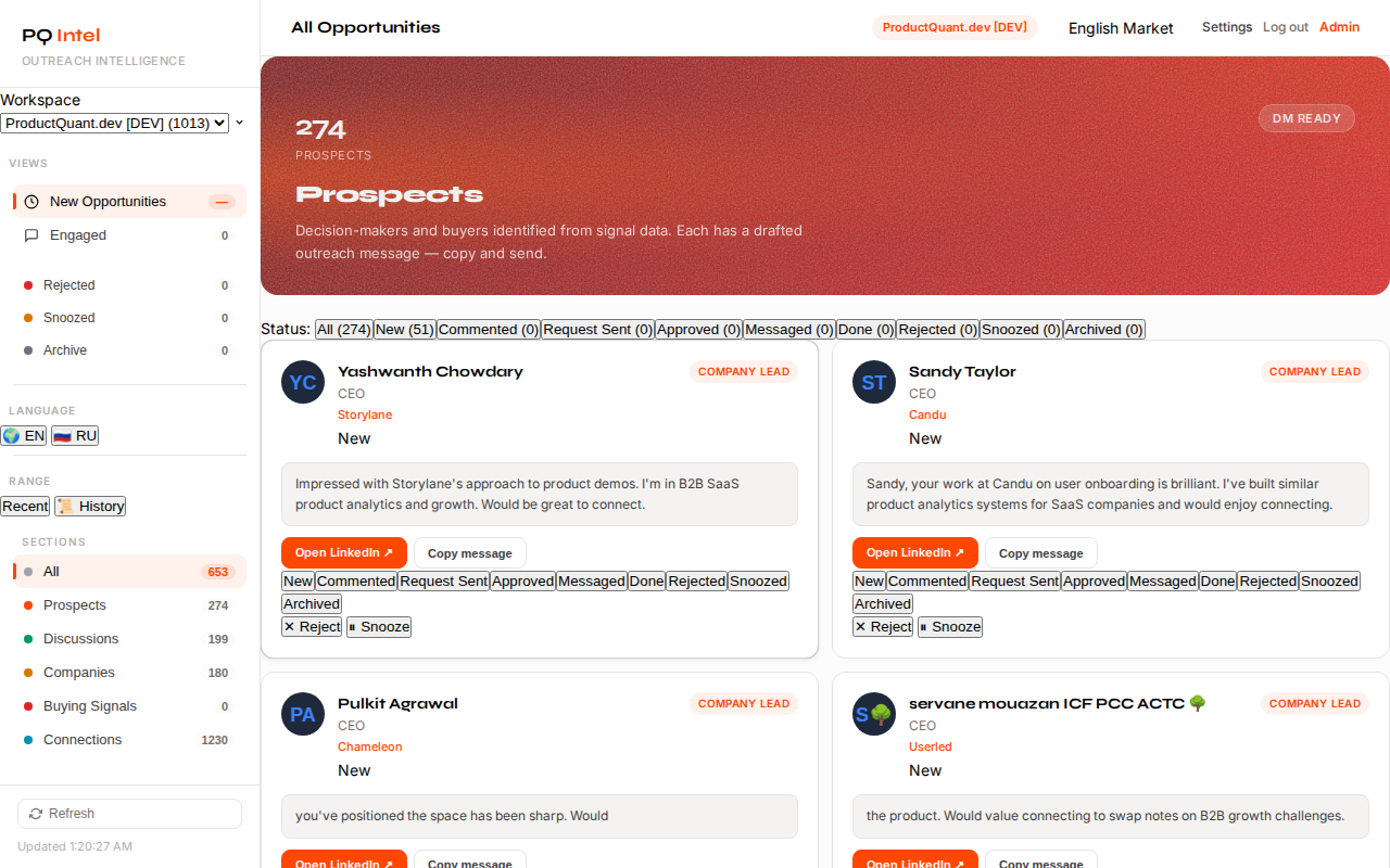 Enrichment pipeline in ProductQuant Intel