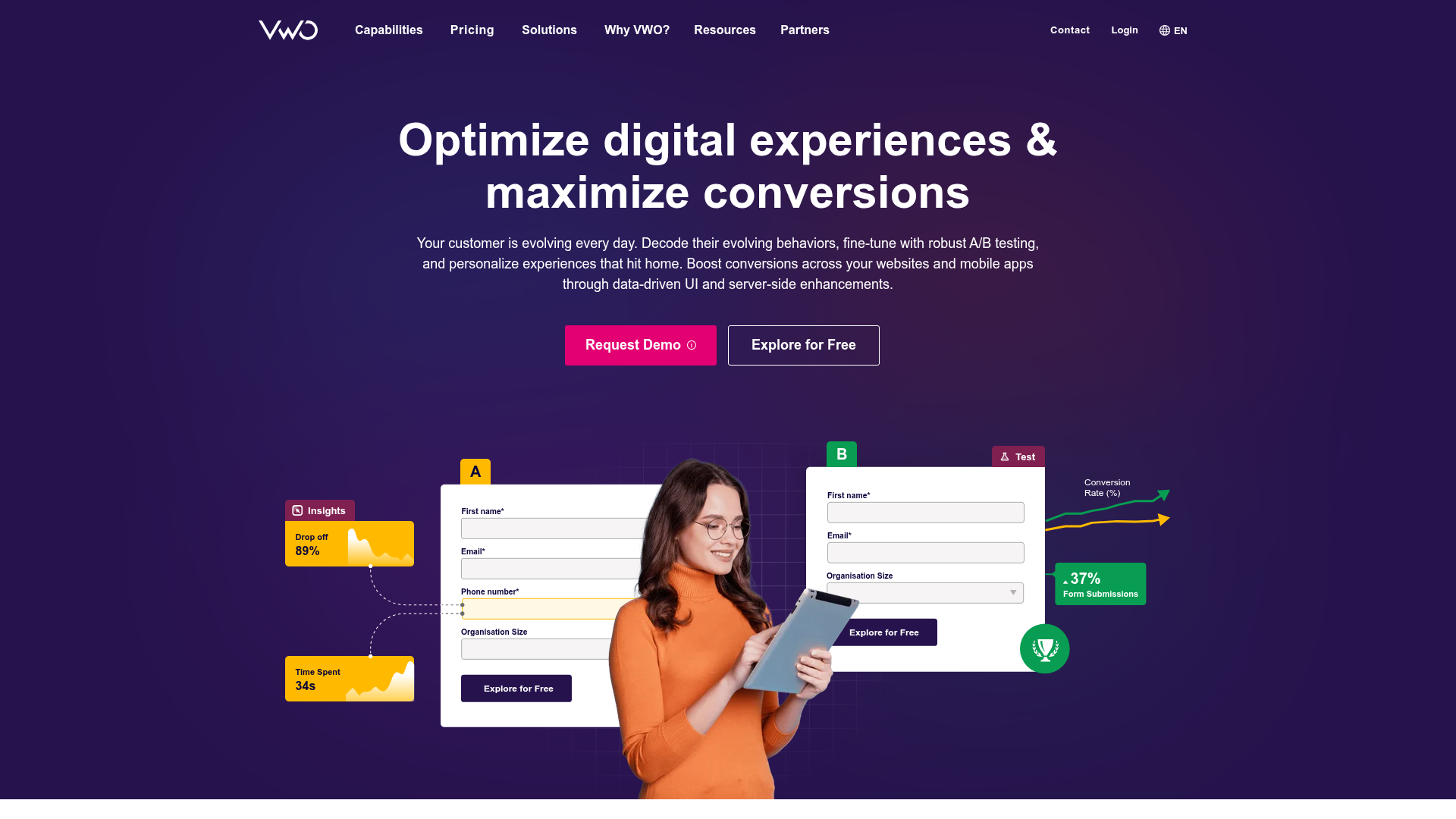 VWO — Best No-Code Tool for Marketing Teams interface