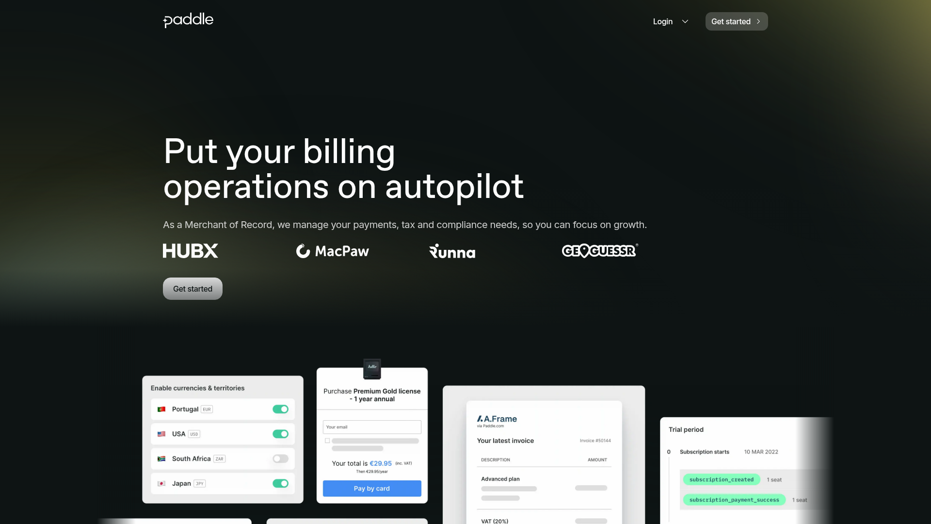 Paddle — Best for Compliance Outsourcing interface