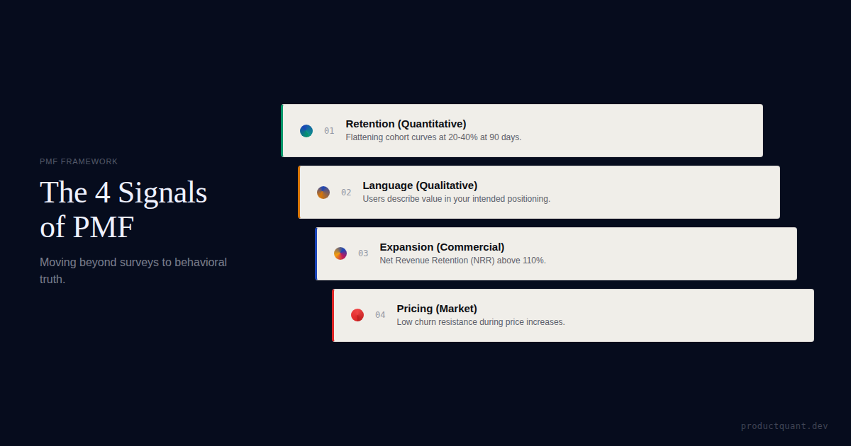 Product-market fit for B2B SaaS: the 4-signal framework for retention, language, expansion, and pricing