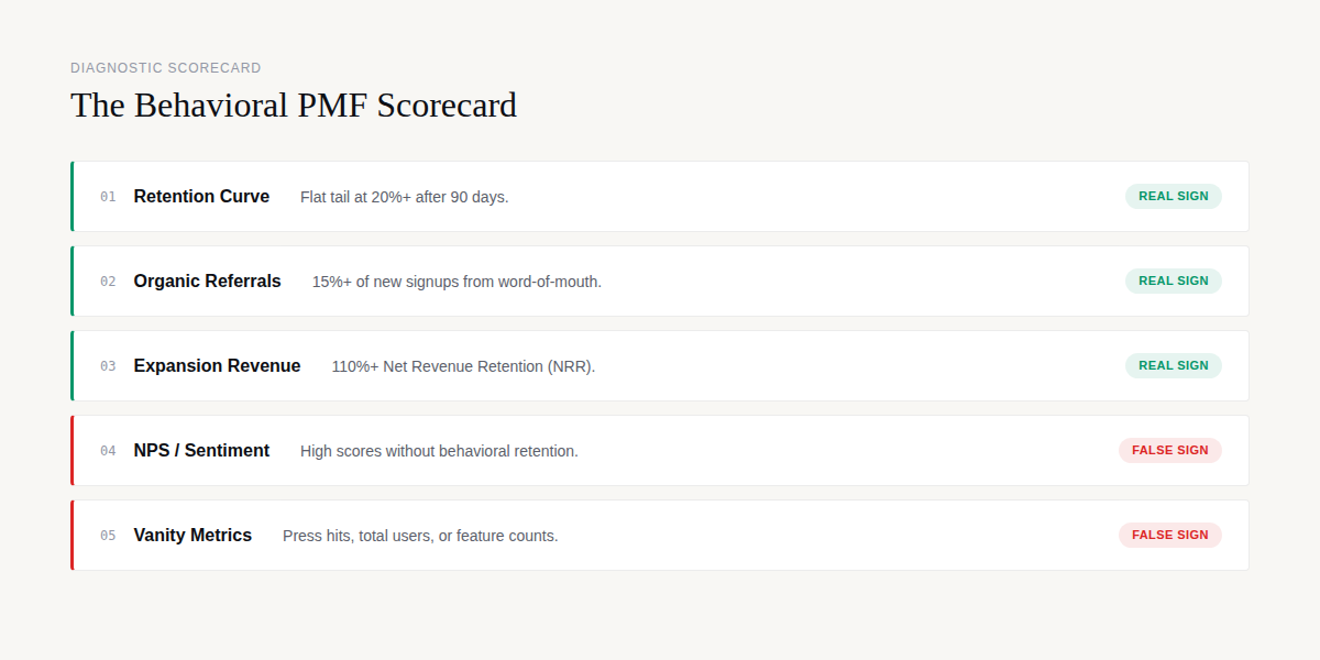 The Behavioral PMF Scorecard: real signs vs false signals