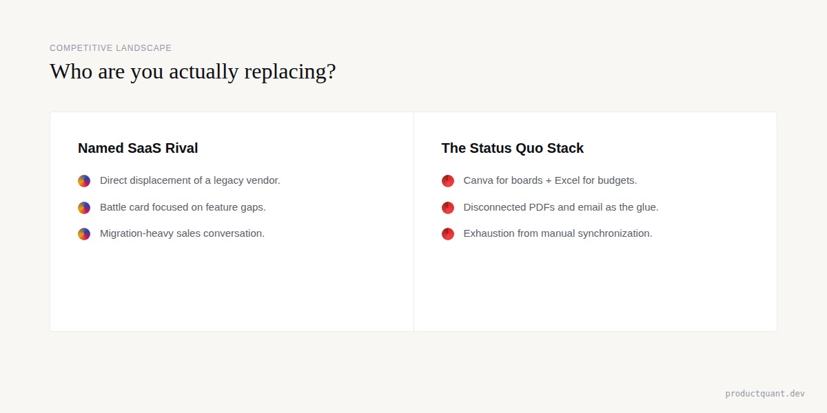 Who are you actually replacing? SaaS Rival vs Status Quo Stack